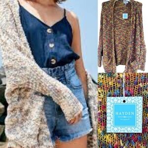 NWT Hayden Los Angeles Cozy Knit Cardigan in Confetti Multi Color size S/M